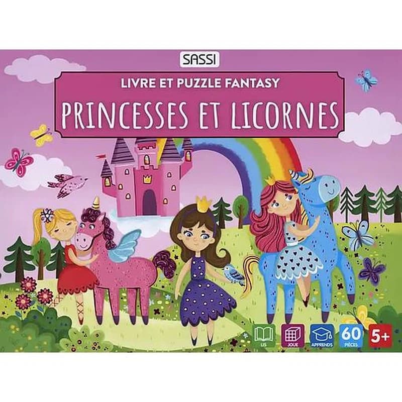 Livre et puzzle fantasy : Princesses et licornes