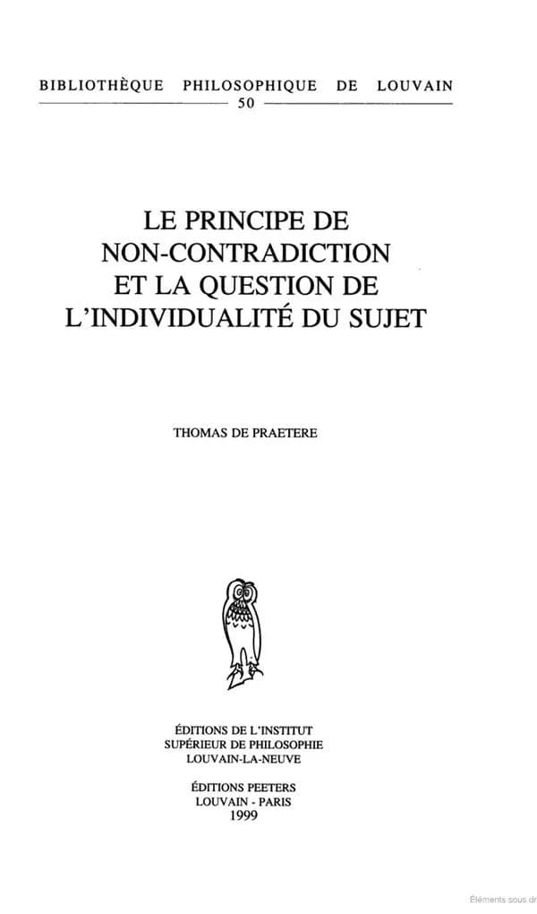 Le principe de non-contradiction et la question de l'individualité du sujet