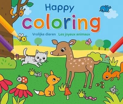 Happing coloring : vrolijke dieren - les joyeux animaux : [Album à colorier]