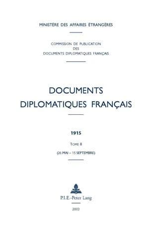Documents diplomatiques français. 1915, Tome II, 26 mai-15 septembre