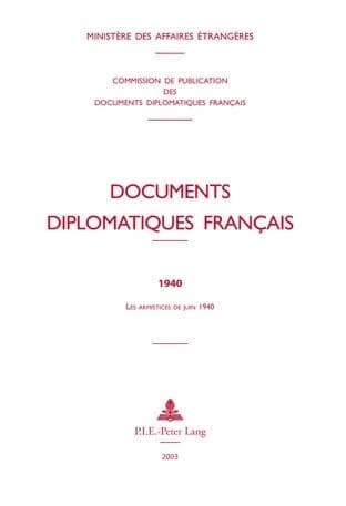 Documents diplomatiques français. 1940, Les armistices de juin 1940