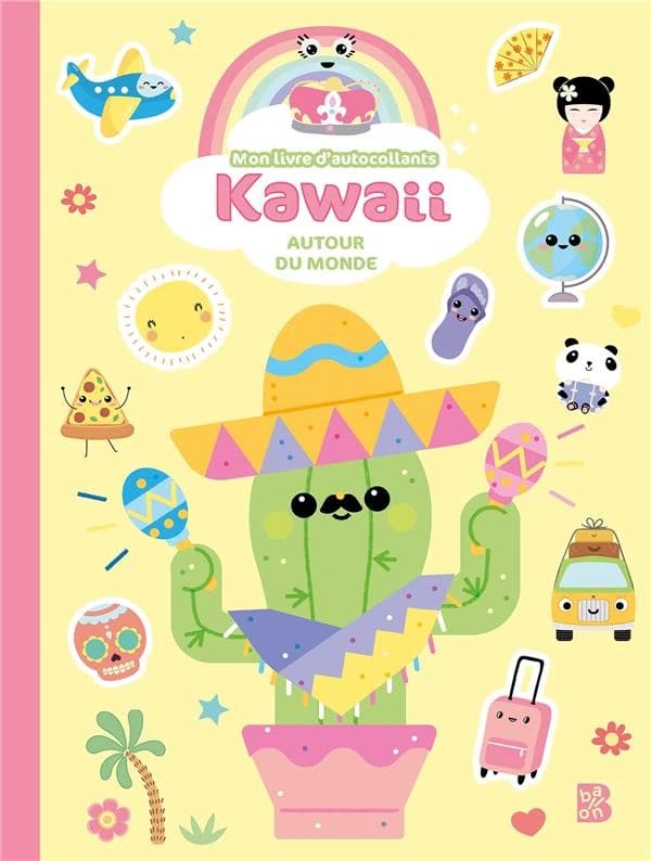 Kawaii : mon livre d'autocollants : autour du monde
