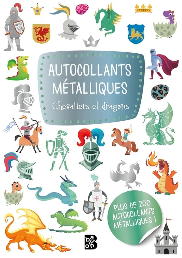 Autocollants métalliques : chevaliers et dragons : [Autocollant]