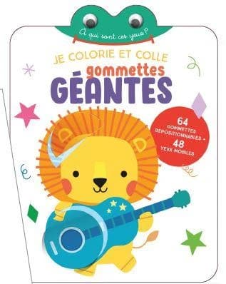 à qui sont ces yeux ? je collorie et colle gommettes géantes : le lion