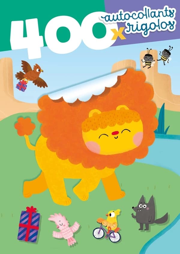 Complète le monde de Léo Lion avec 400 autocollants : Avec 12 pages d'autocollants réutilisables et 1 livret de paysages inclus