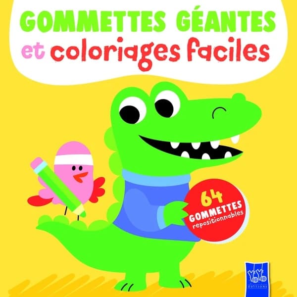 Gommettes géantes et coloriages faciles : Le crocodile