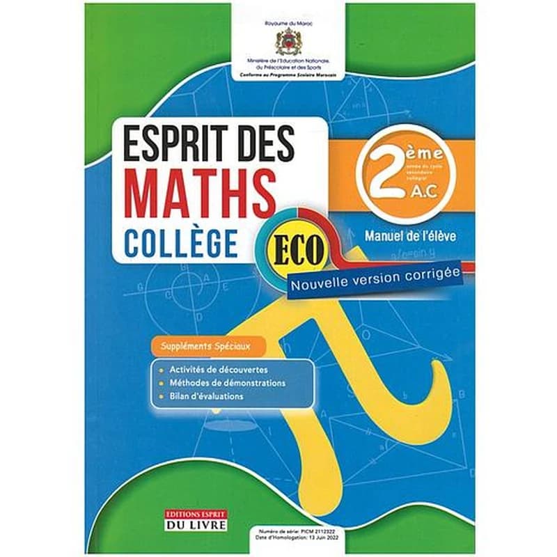 L'ESPRIT DE MATHS 2 AC BIOF