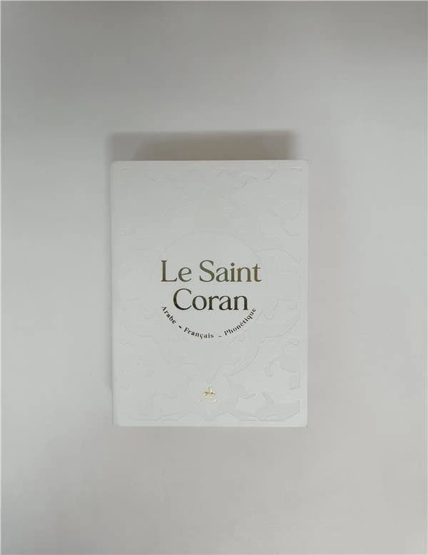 Le Saint Coran et la traduction en langue française du sens de ses versets et la : Couverture rigide Daim blanc - tranche dorée