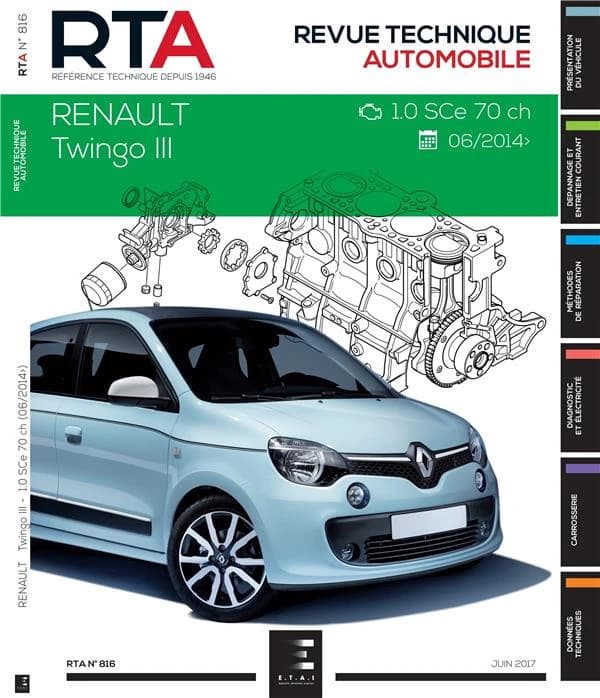 Revue technique automobile n.816 : Renault Twingo III ; 2.0 SCe 70 ch ; 2014