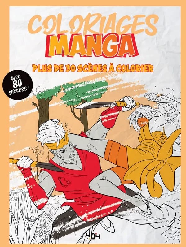 Coloriages mangas : plus de 30 scènes à colorier : avec 80 stickers : 6ans et plus : [Album à colorier]