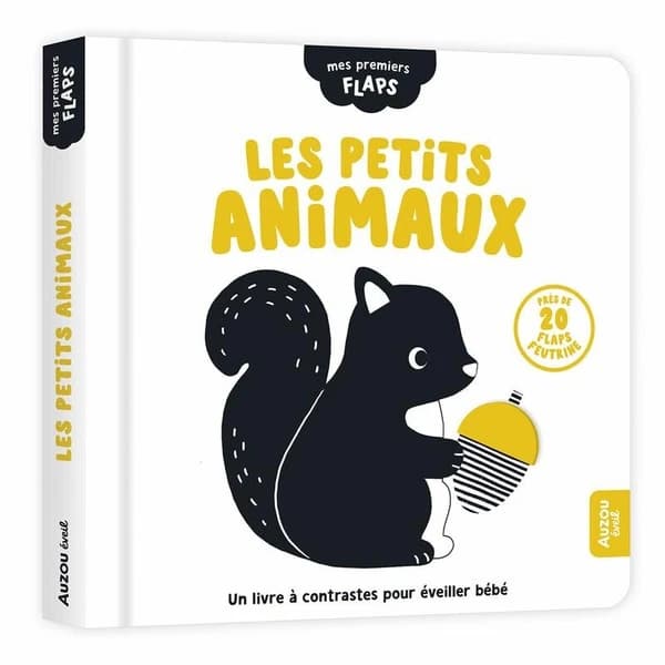 Les petits animaux : un livre à contrastes pour éveiller bébé