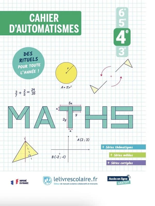 Maths ; 4e ; Cahier d'automatismes (édition 2026)