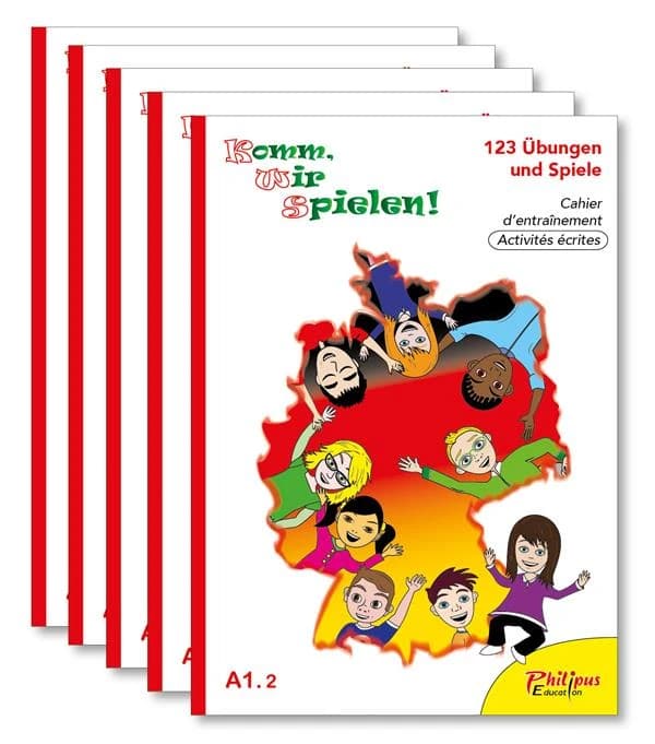 Komm, wir spielen ; A1.2 ; lot de 5 cahiers d'entraînement ; activités écrites