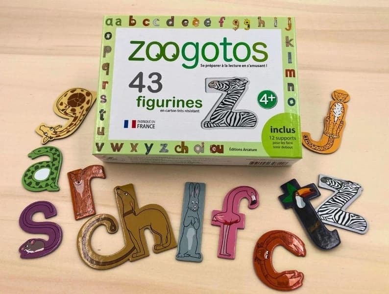 LES 43 GRANDES FIGURINES ZOOGOTOS : Appréhende tactilement et visuellement la forme des lettres en script associées à leur son