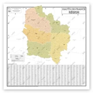 Carte administrative de la region hauts-de-france