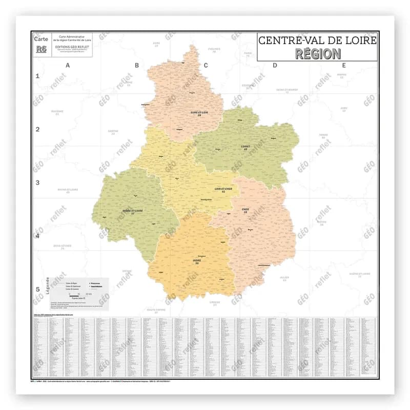 Carte administrative de la region centre-val de loire