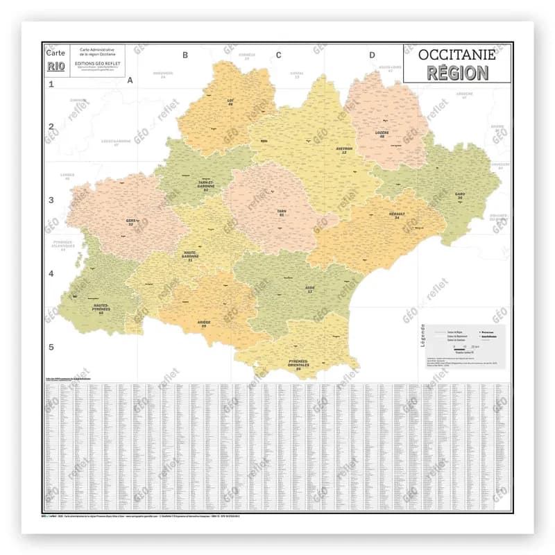 Carte administrative de la region occitanie