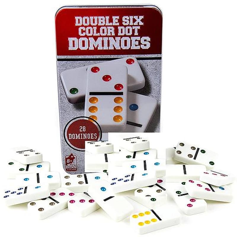 DOUBLE SIX COLOR DOT DOMONOES