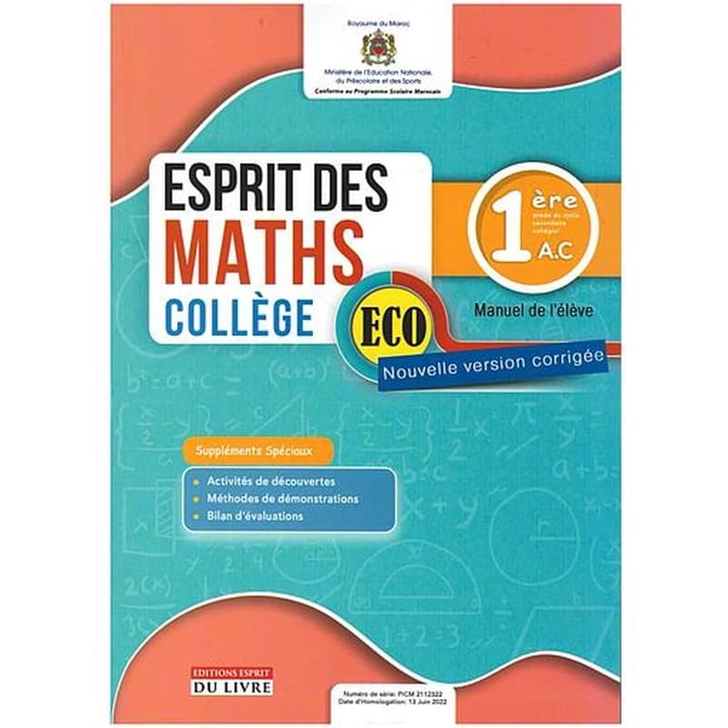 ESPRIT MATHS 1 AC ECO
