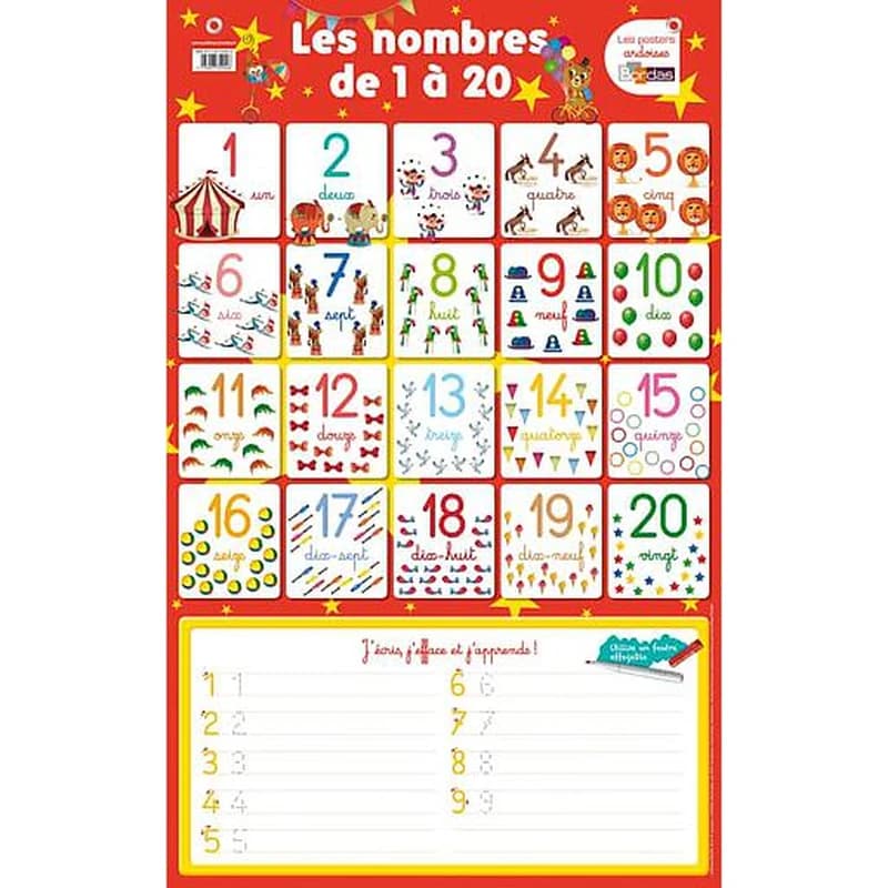 Poster les nombres de 1 à 20