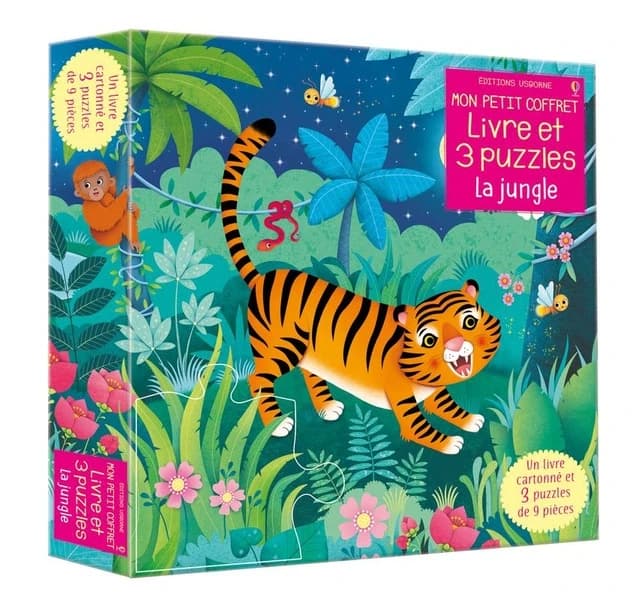 La jungle : mon petit coffret livre et 3 puzzles.