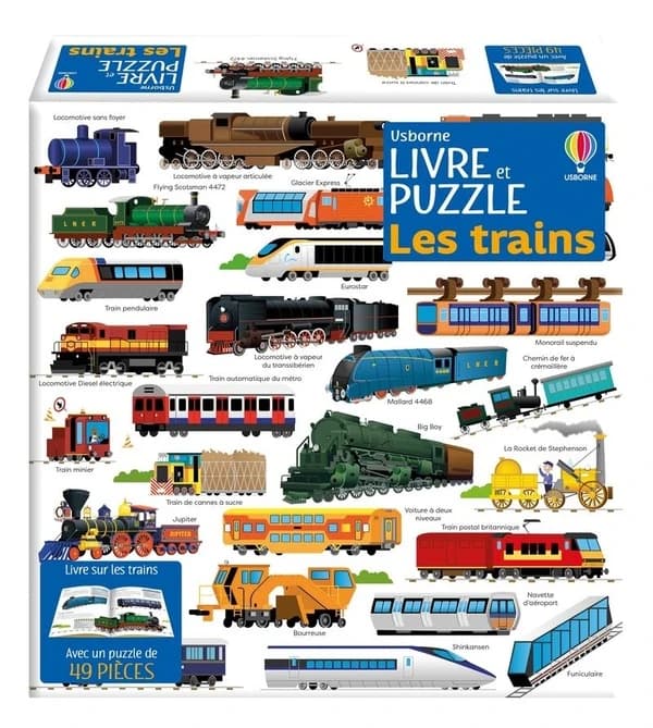 Livre et puzzle : les trains