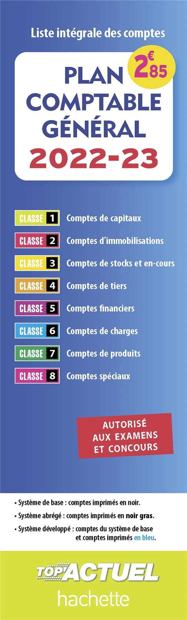 Plan comptable général 2022-23 : liste intégrale des comptes : autorisé aux examens et concours (Éd. conforme au règlement ANC n° 2014-03 relatif au plan comptable général)
