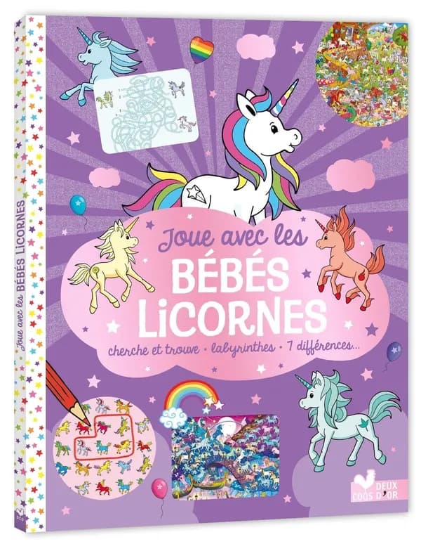 Joue avec les bébés licornes : Cherche et trouve - labyrinthes - 7 différences...