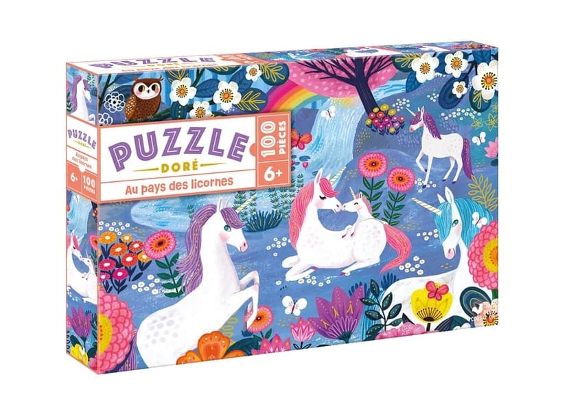Puzzle doré : Au pays des licornes