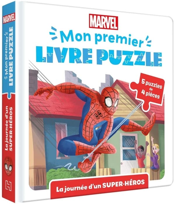 La journée d'un super-héros : 5 puzzles de 4 pièces