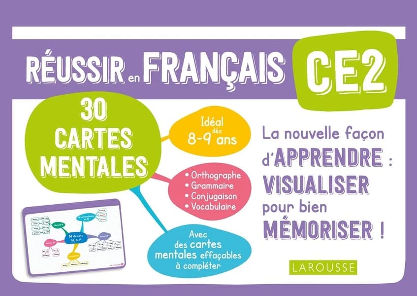 Réussir en français ; CE2 ; 30 cartes mentales