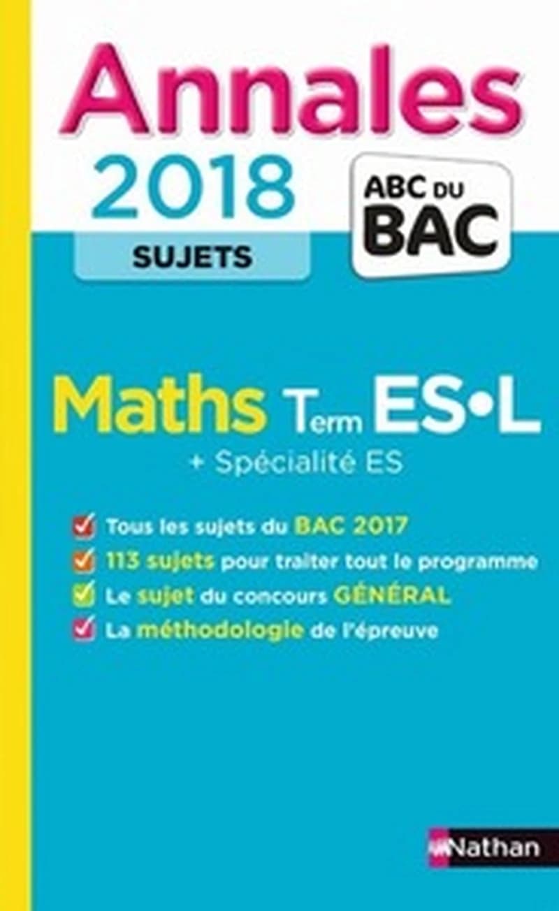 ANNALES BAC MATHS ES-L NON CORRIGE 2018