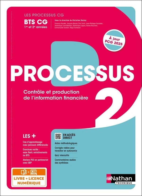 LES PROCESSUS 2 : Contrôle et production de l'information financière ; BTS CG ; 1re et 2e années ; Livre + Licence élève (édition 2024