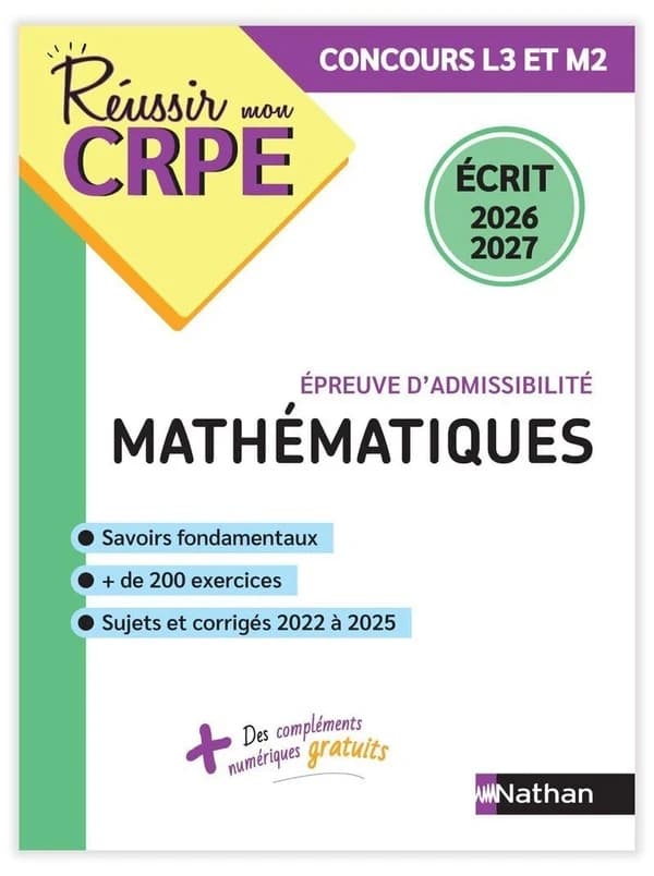 Maths : épreuve d'admissibilité : écrit 2026-2027