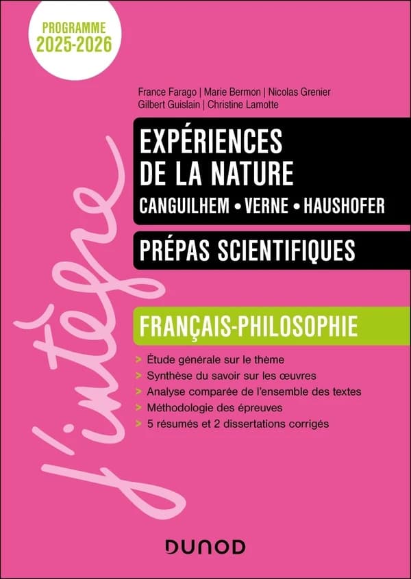 Expériences de la nature : Canguilhem, Verne, Haushofer : français-philosophie, programme 2025-2026