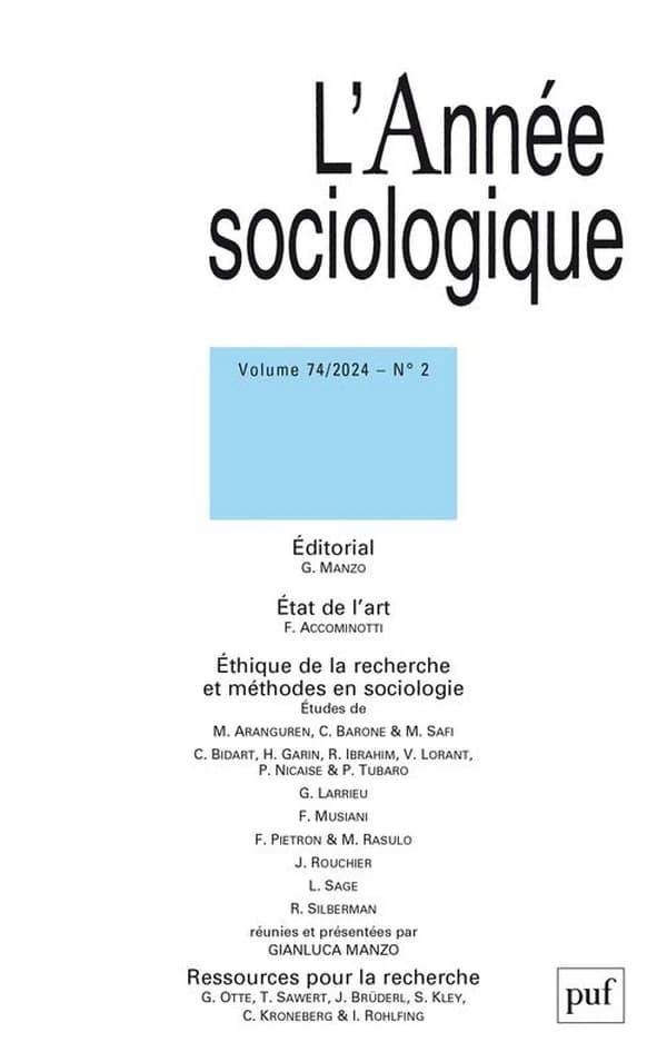 Revue L'Année sociologique n.74 (édition 2024)