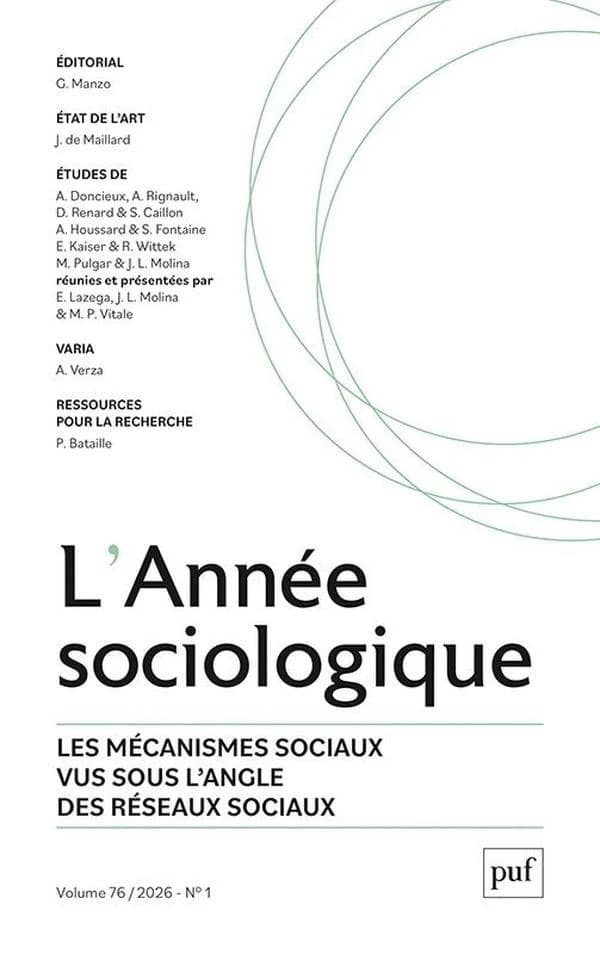 Revue L'Année sociologique n.76 (édition 2026)