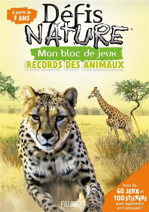 Défis nature ; mon bloc de jeux : records des animaux