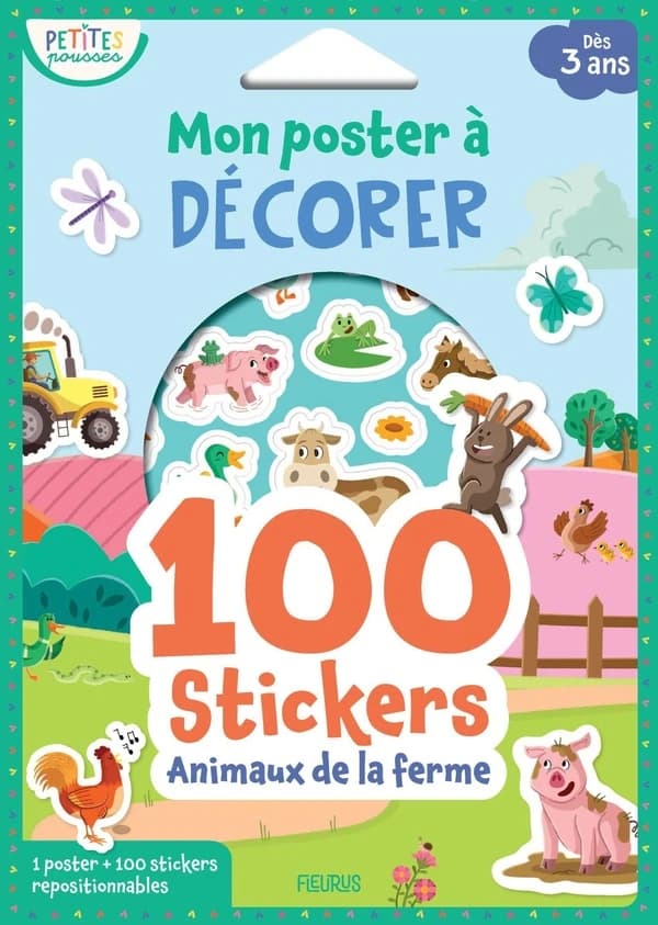 Mon poster à décorer : 100 stickers : Animaux de la ferme