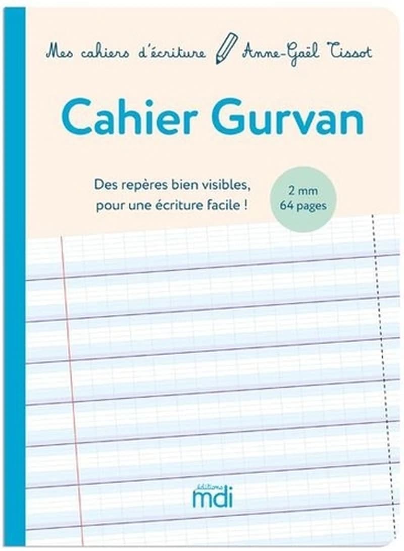 Cahier Gurvan 2mm : Des repères bien visibles pour une écriture facile !