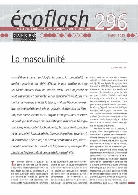Ecoflash n.296 ; la masculinite