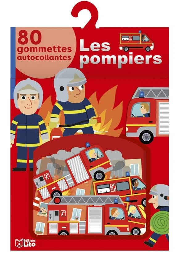 Les pompiers ; 80 gommettes autocollantes