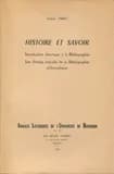 Histoire et savoir : Introduction théorique à la bibliographie. Les champs articulés de la bibliographie philosophique