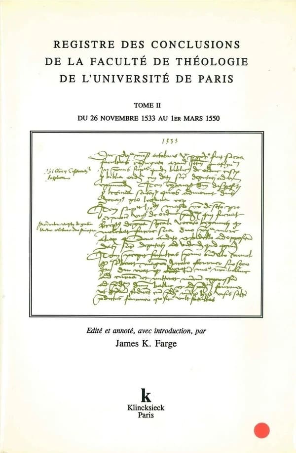 Registre des procès-verbaux de la Faculté de théologie de l'Université de Paris: de janvier 1524 à novembre 1533