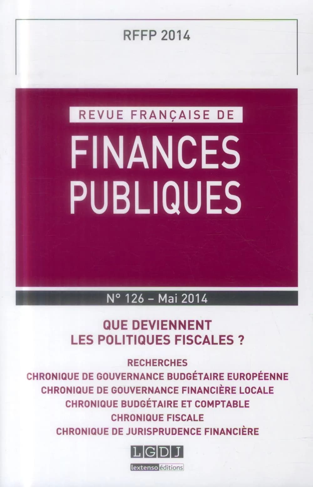 Revue française de finances publiques n.126 : mai 2014