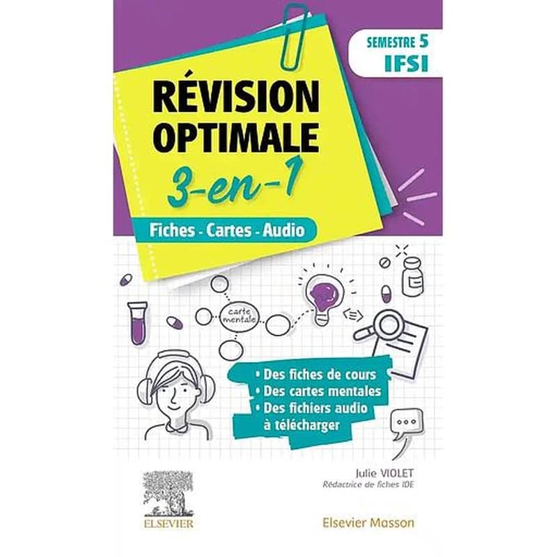 Révision optimale 3-en-1 : semestre 5 IFSI : fiches, cartes, audio