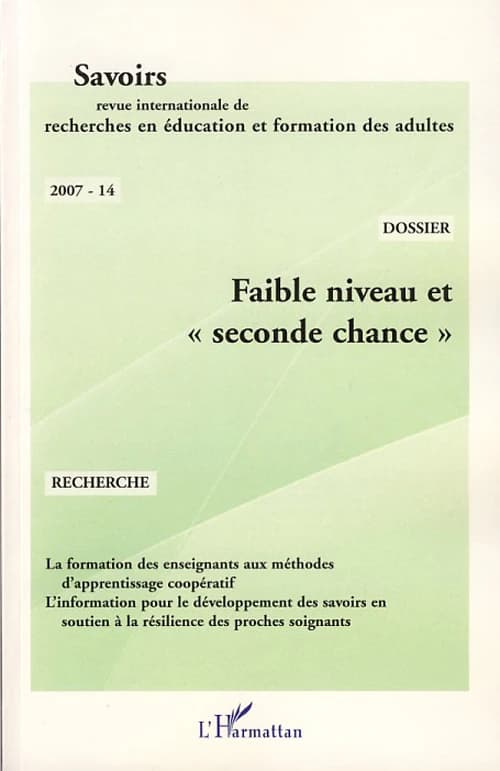 REVUE SAVOIRS Tome 14 : faible niveau et seconde chance