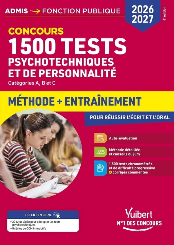 1500 tests psychotechniques et de personnalité : méthode et entraînement intensif - concours 2026-2027 (8e éd.)