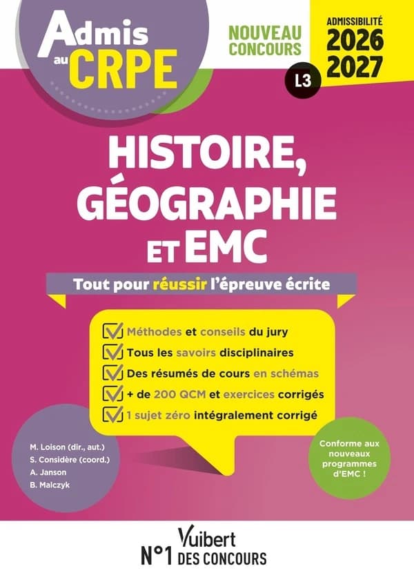Histoire, géographie et EMC : tout pour réussir l'épreuve écrite : nouveau concours, L3 : admissiblité 2026-2027