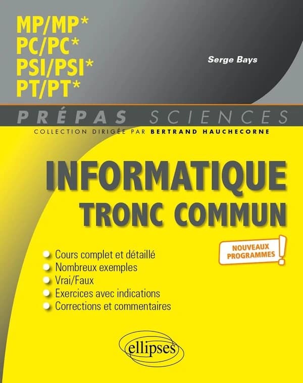 Informatique tronc commun : MP-PC-PSI-PT : nouveaux programmes !